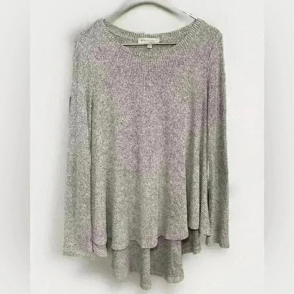 Light Gray Ribbed Knit Women's Sweater - Philosophy